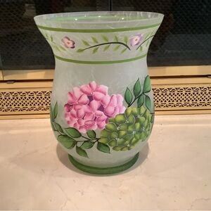 Illuminated Hurricane Vase With Hydrangeas by Valerie Parr Hill